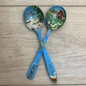 Folk Art Handpainted Spoons Wall Art Cottagecore Farmhouse Kitchen Decor‎
